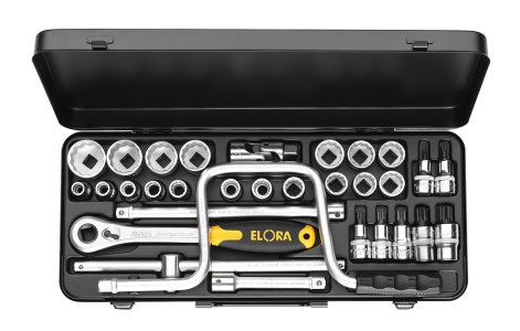 ELORA 771-LXZNK Socket Set 1/2", hexagon+xzn, 31-pcs. 10-32 mm 