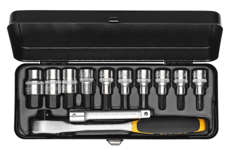 ELORA 770-KINMU Socket Set 1/2", inside-hexagon, 12-pcs. 4-19 mm 