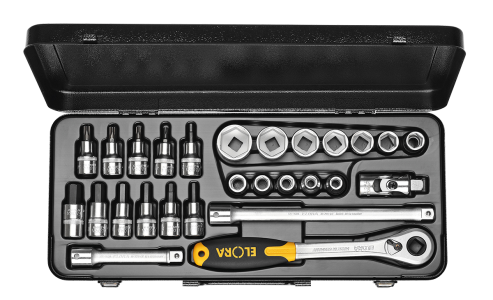 ELORA 771-LMITXU Steckschlüssel-Satz 1/2", 6-kant+in+TORX®, 30-teilig 10-50 mm 