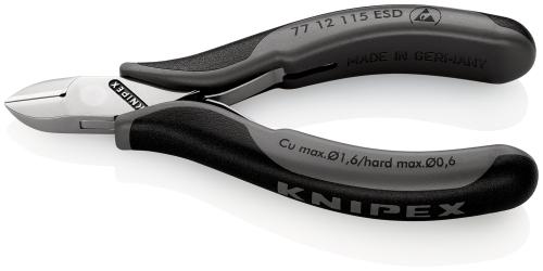 KNIPEX 77 12 115 ESDSB Elektronik-Seitenschneider ESD mit Mehrkomponenten-Hüllen 115 mm 