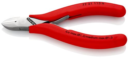 KNIPEX 77 21 115 N Elektronik-Seitenschneider mit durchgestecktem Gelenk mit Kunststoff überzogen 115 mm 