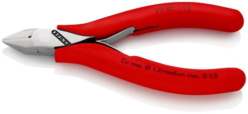 KNIPEX 77 41 115 Elektronik-Seitenschneider mit Mehrkomponenten-Hüllen 115 mm 