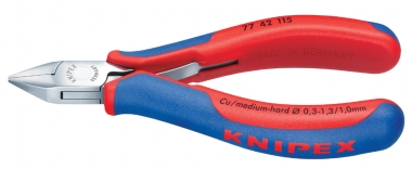 KNIPEX 77 42 115 Elektronik-Seitenschneider mit Mehrkomponenten-Hüllen 115 mm 
