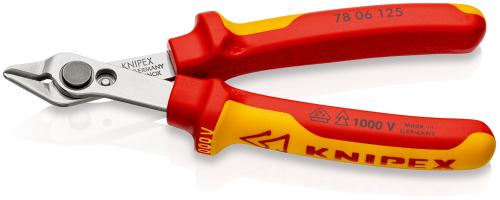 KNIPEX 78 06 125 Electronic Super Knips® VDE isoliert mit Mehrkomponenten-Hüllen, VDE-geprüft 125 mm 