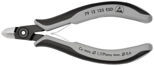 KNIPEX 79 12 125 ESD Präzisions-Elektronik-Seitenschneider ESD mit Mehrkomponenten-Hüllen brüniert 125 mm 