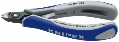 KNIPEX 79 22 120 Präzisions-Elektronik-Seitenschneider mit Mehrkomponenten-Hüllen brüniert 120 mm 