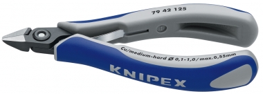 KNIPEX 79 42 125 Präzisions-Elektronik-Seitenschneider mit Mehrkomponenten-Hüllen brüniert 125 mm 