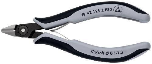 KNIPEX 79 42 125 Z ESD Precision Electronics Side Cutter ESD with multi-component grips burnished 125 mm 