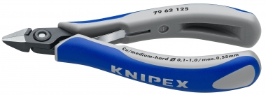 KNIPEX 79 62 125 Präzisions-Elektronik-Seitenschneider mit Mehrkomponenten-Hüllen brüniert 125 mm 