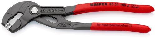 KNIPEX 85 51 180 A Federbandschellenzange mit rutschhemmendem Kunststoff überzogen grau atramentiert 180 mm 