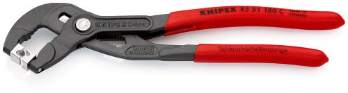 KNIPEX 85 51 180 C Schlauchschellenzange für Click-Schellen mit rutschhemmendem Kunststoff überzogen grau atramentiert 180 mm 