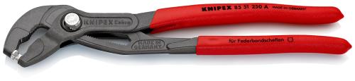 KNIPEX 85 51 250 A Federbandschellenzange mit rutschhemmendem Kunststoff überzogen grau atramentiert 250 mm 