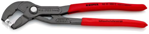KNIPEX 85 51 250 C SB Schlauchschellenzange für Click-Schellen mit rutschhemmendem Kunststoff überzogen grau atramentiert 250 mm 