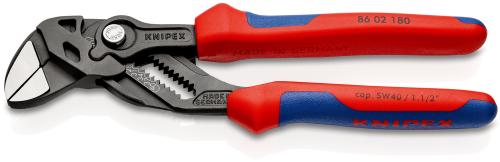 KNIPEX 86 02 180 Pliers Wrench Pliers and a wrench in a single tool with multi-component grips black atramentized 180 mm 