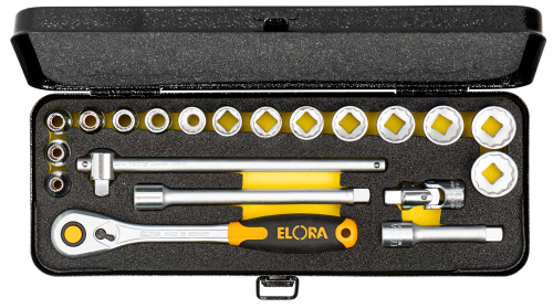 ELORA 871-JSU Socket Set 3/8", hexagon, 20-pcs. 6-22 mm 