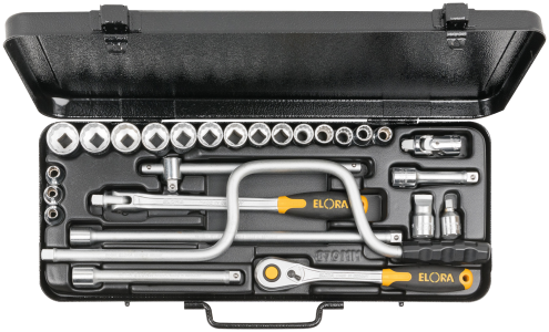 ELORA 870-MU Socket Set 3/8", bi-hexagon, 27-pcs. 6-22 mm 