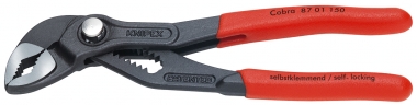 KNIPEX 87 01 125 Cobra® Hightech-Wasserpumpenzange mit rutschhemmendem Kunststoff überzogen grau atramentiert 125 mm 