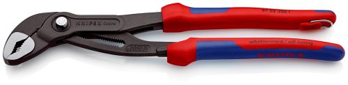 KNIPEX 87 02 300 T BK Cobra® Hightech-Wasserpumpenzange mit Mehrkomponenten-Hüllen, mit integrierter Befestigungsöse zum Anbringen einer Absturzsicherung grau atramentiert  