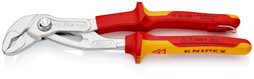 KNIPEX 87 26 250 T Cobra® VDE Hightech-Wasserpumpenzange, isoliert isoliert mit Mehrkomponenten-Hüllen, VDE-geprüft; mit integrierter isolierter Befestigungsöse zum Anbr 