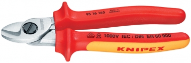 KNIPEX 95 16 165 Kabelschere isoliert mit Mehrkomponenten-Hüllen, VDE-geprüft verchromt 165 mm 