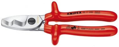 KNIPEX 95 17 200 Cable Shears with twin cutting edge with dipped insulation, VDE-tested chrome plated 200 mm 