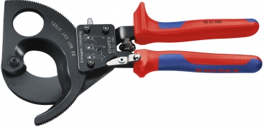 KNIPEX 95 31 280 Kabelschneider (Ratschenprinzip) mit Mehrkomponenten-Hüllen schwarz lackiert 280 mm 