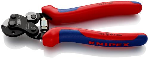 KNIPEX 95 62 160 Wire Rope Cutter also for high-strength wire rope with multi-component grips burnished 160 mm 