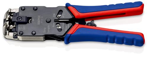 KNIPEX 97 51 12 SB Crimping Pliers for Western plugs with multi-component grips burnished 200 mm 