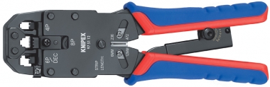 KNIPEX 97 51 12 Crimping Pliers for Western plugs with multi-component grips burnished 200 mm 