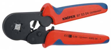 KNIPEX 97 53 04 Selbsteinstellende Crimpzange für Aderendhülsen mit Seiteneinführung mit Mehrkomponenten-Hüllen brüniert 180 mm 
