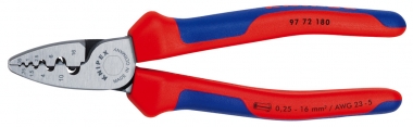 KNIPEX 97 72 180 Crimping Pliers for wire ferrules with multi-component grips 180 mm 