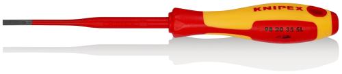 KNIPEX 98 20 35 SL Screwdriver (Slim) for slotted screws insulating multi-component handle, VDE-tested burnished 202 mm 