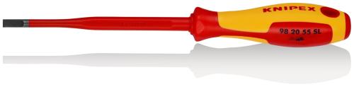 KNIPEX 98 20 55 SL Screwdriver (Slim) for slotted screws insulating multi-component handle, VDE-tested burnished 232 mm 