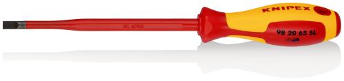 KNIPEX 98 20 65 SL Screwdriver (Slim) for slotted screws insulating multi-component handle, VDE-tested burnished 262 mm 