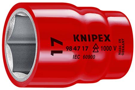 KNIPEX 98 47 1" Steckschlüsseleinsatz (Doppel-Sechskant) mit Innenvierkant 1/2" 61 mm 