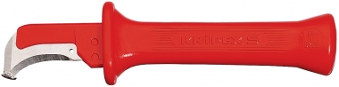 KNIPEX 98 55 Abmantelungsmesser mit Gleitschuh isolierender Mehrkomponenten-Griff, VDE-geprüft 180 mm 