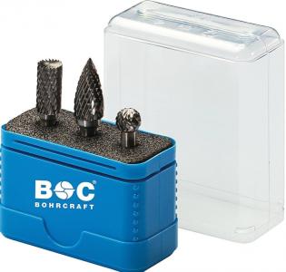 BOHRCRAFT 59001330003  10,0 mm HM-Frässtifte mit Kreuzverzahnung, Satz, 3-teilig 