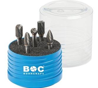 BOHRCRAFT 59001330006  10,0 mm HM-Frässtifte mit Kreuzverzahnung, Satz, 5-teilig 