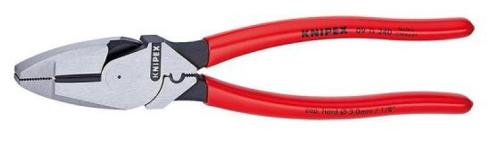 KNIPEX 09 11 240 Lineman's Pliers American style with non-slip plastic coating black atramentized 240 mm 