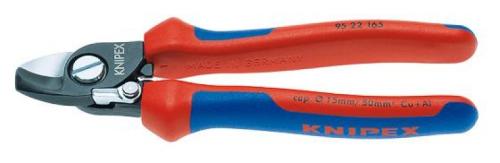 KNIPEX 95 22 165 Cable Shears with opening spring with multi-component grips burnished 165 mm 