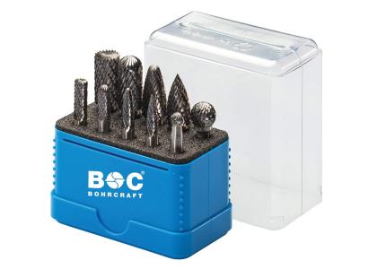 BOHRCRAFT 59001330011 6.0 mm and 12.0 mm Carbide burrs with cross-serration, set, 10 pieces 