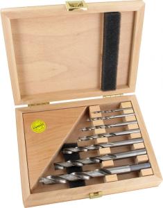 FAMAG 1591.507 Brad Point Drill Bit, HSS, 7 pcs. Set in wooden case Ø 3, 4, 5, 6, 8, 10, 12 mm 