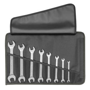 ELORA 100-S8 Double Open Ended Spanner Set in a black anniversary roll-up bag 