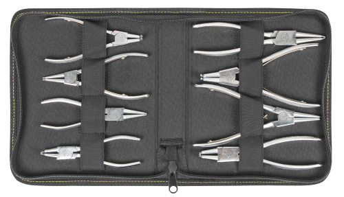 ELORA JUBI 403-S8 Sicherungsring-Zangensatz in einer schwarzen Jubiläums-Nylontasche mit Reißverschluss, 4-teilig 
