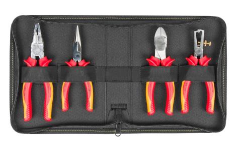 ELORA 903-S4 VDE Pliers Set in a black anniversary nylon bag with zip fastener 