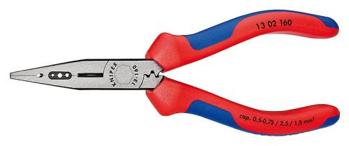 KNIPEX 13 02 160 Verdrahtungszange mit Mehrkomponenten-Hüllen schwarz atramentiert 160 mm 