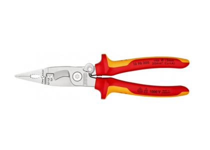 KNIPEX 13 86 200 Alicate para instalaciones eléctricas aislados con fundas multicomponentes, según norma VDE cromado 200 mm 