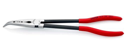 Long Reach Needle Nose Pliers with transverse profiles plastic coated black atramentized 280 mm , KNIPEX 28 81 280