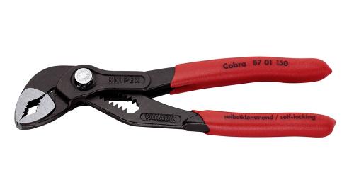 KNIPEX 87 01 150 Cobra® Hightech-Wasserpumpenzange mit rutschhemmendem Kunststoff überzogen grau atramentiert 150 mm 