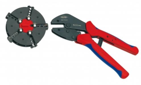KNIPEX 97 33 01 MultiCrimp® Lever Action Crimping Pliers with changer magazine with multi-component grips burnished 250 mm 